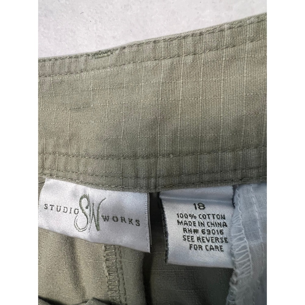 Studio Works Wm 18 Crop Pants Utility Gorpcore Olive Green Ripstop Cotton Hiking - Picture 3 of 8